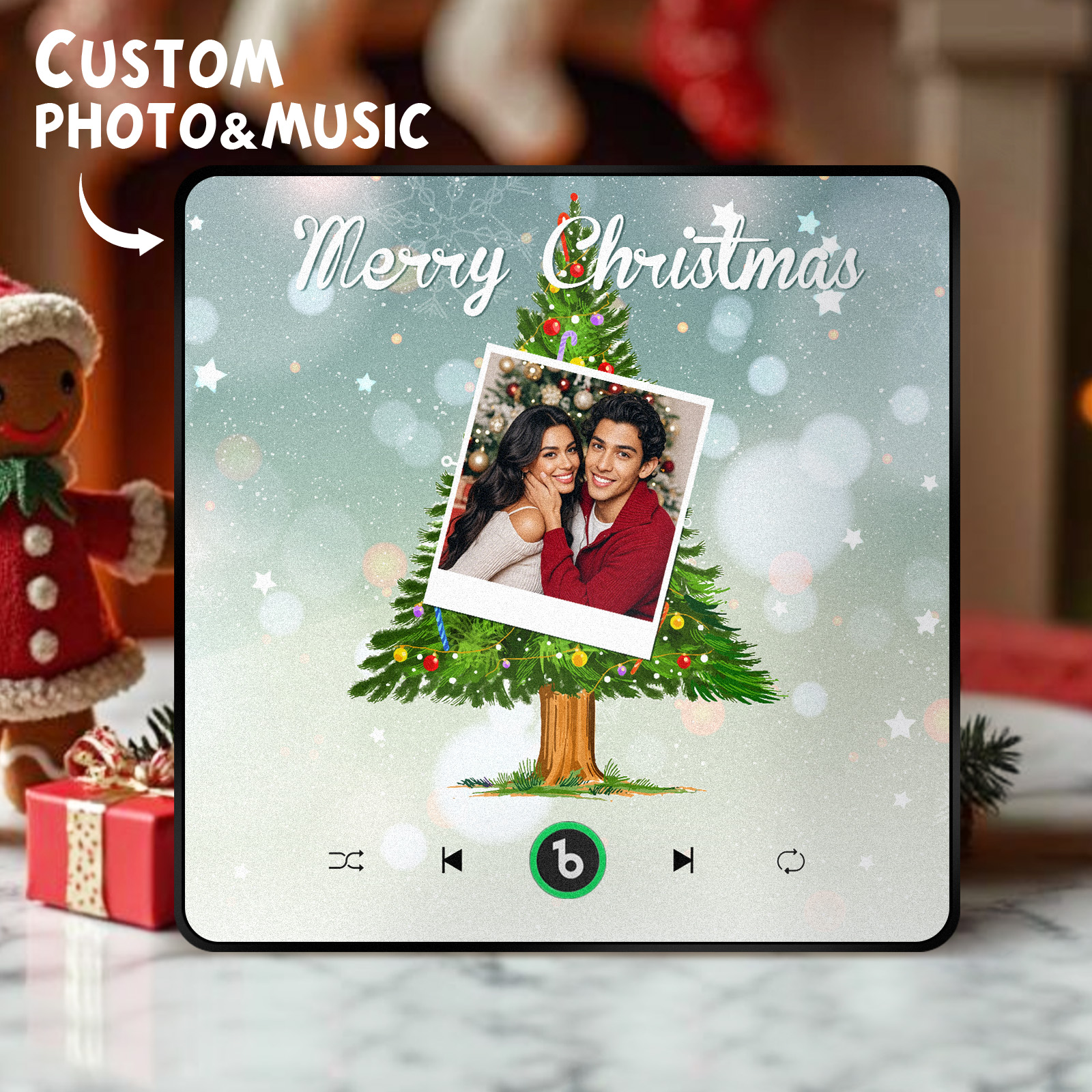FridgeBeats Framed 4.0 Custom Music And Photo Fridge Magnet Christmas Tree Fridge Magnet for Christmas Gifts-Veria Gifts