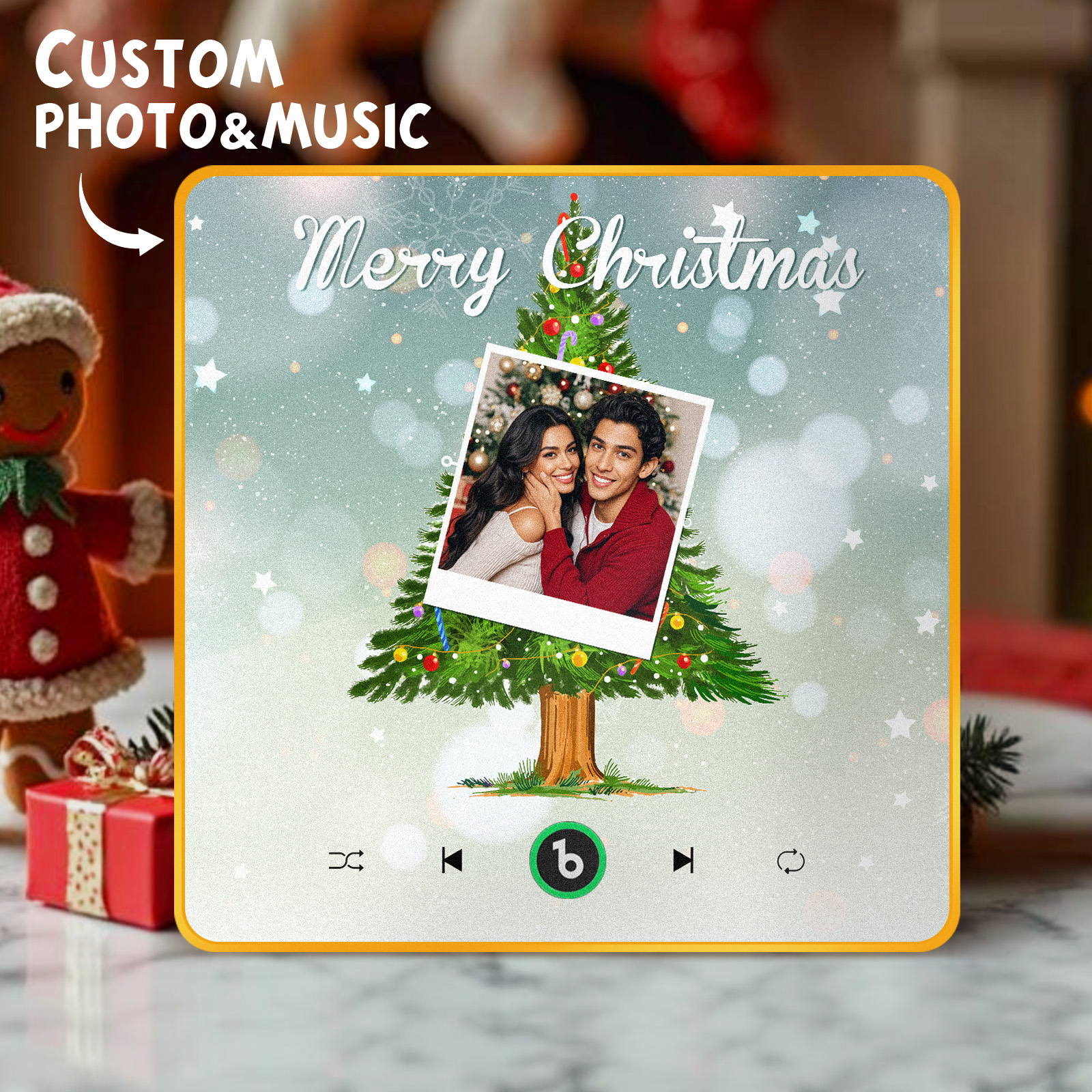 FridgeBeats Framed 4.0 Custom Music And Photo Fridge Magnet Christmas Tree Fridge Magnet for Christmas Gifts-Veria Gifts