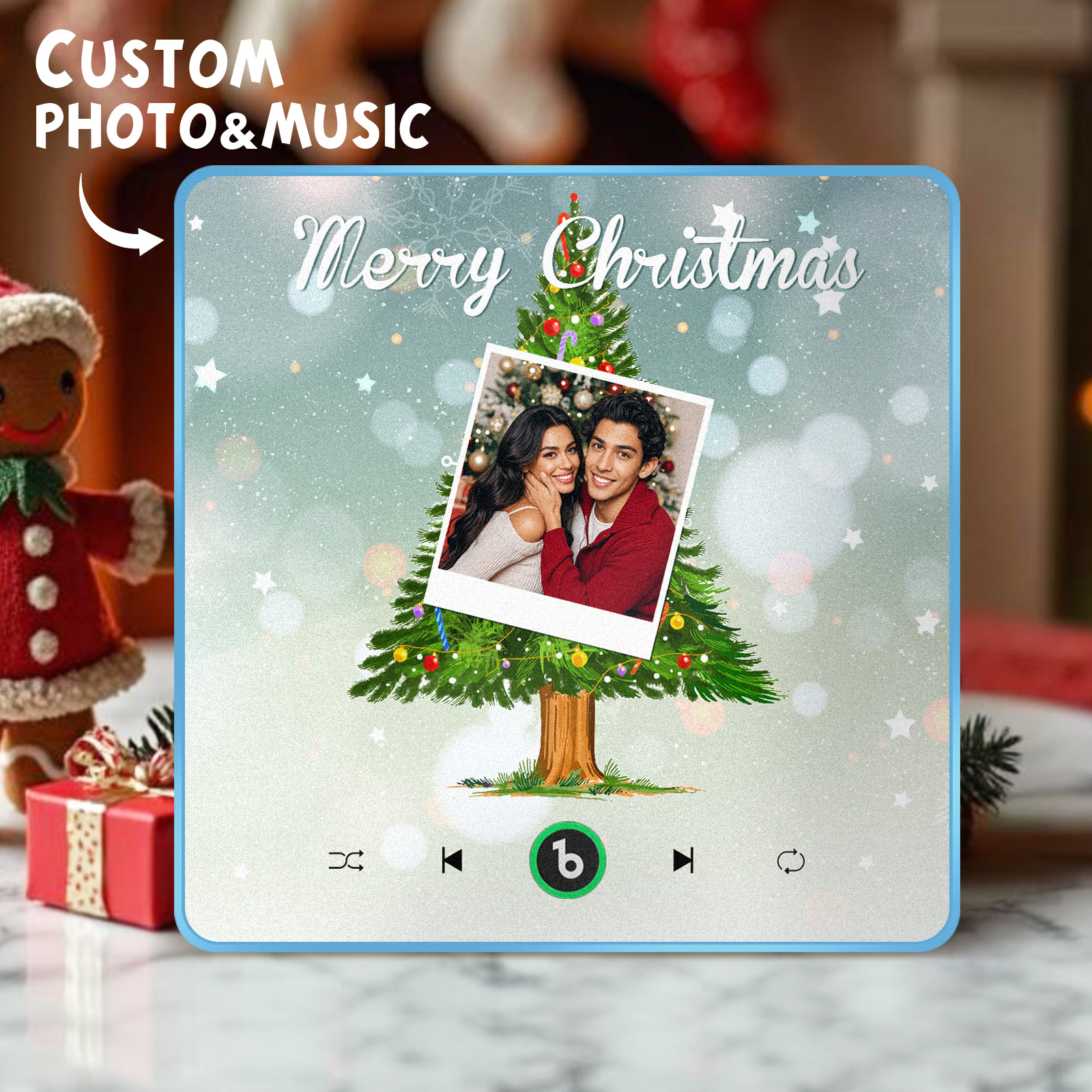 FridgeBeats Framed 4.0 Custom Music And Photo Fridge Magnet Christmas Tree Fridge Magnet for Christmas Gifts-Veria Gifts