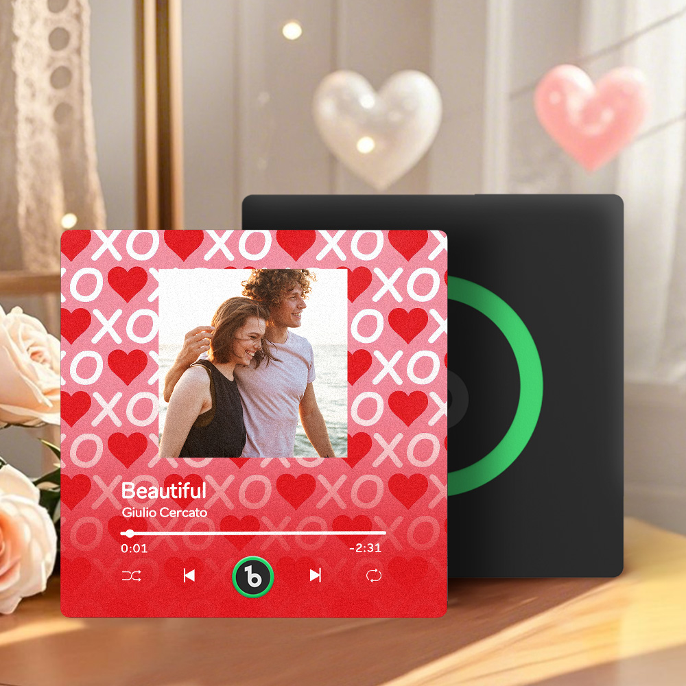 FridgeBeats Frameless 4.0 Personalized Music Fridge Magnet XOXO with Red Hearts Valentines Gift Music Wall Photo Sticker Music Movement-Veria Gifts
