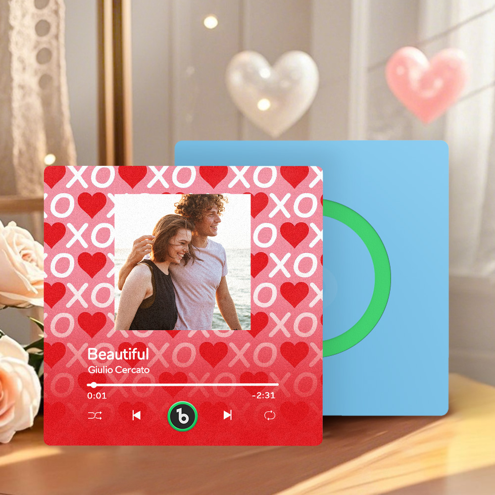 FridgeBeats Frameless 4.0 Personalized Music Fridge Magnet XOXO with Red Hearts Valentines Gift Music Wall Photo Sticker Music Movement-Veria Gifts