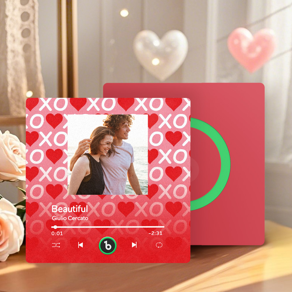 FridgeBeats Frameless 4.0 Personalized Music Fridge Magnet XOXO with Red Hearts Valentines Gift Music Wall Photo Sticker Music Movement-Veria Gifts