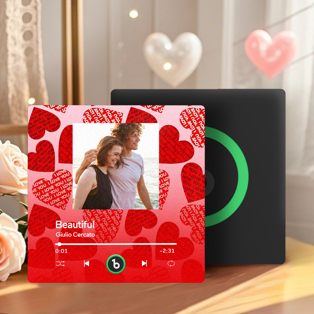 FridgeBeats Frameless 4.0 Personalized Music Fridge Magnet with Red Heart Valentines Gift Music Wall Photo Sticker Music Movement-Veria Gifts