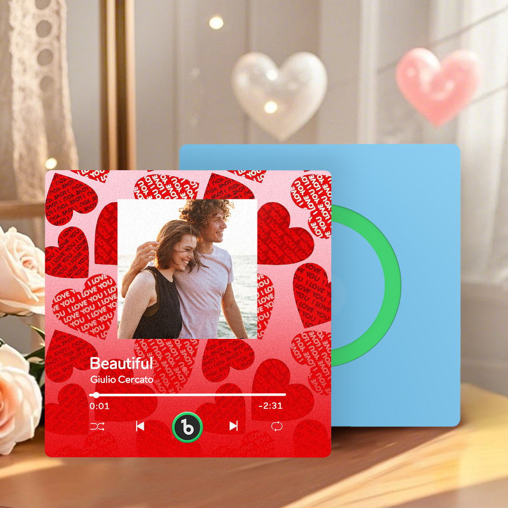 FridgeBeats Frameless 4.0 Personalized Music Fridge Magnet with Red Heart Valentines Gift Music Wall Photo Sticker Music Movement-Veria Gifts