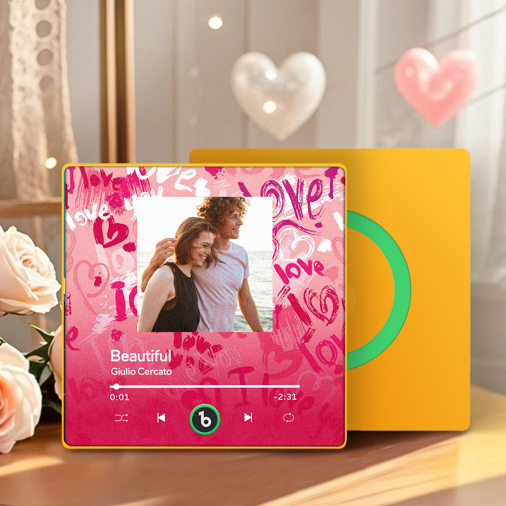 FridgeBeats Framed 4.0 Personalized Love Theme Music Fridge Magnet Valentines Gift Music Wall Photo Sticker Music Movement-Veria Gifts