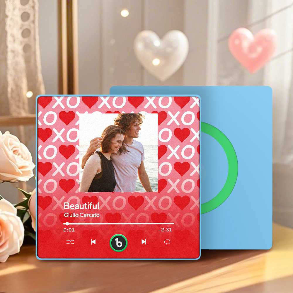 FridgeBeats Framed 4.0 Personalized Music Fridge Magnet XOXO with Red Hearts Valentines Gift Music Wall Photo Sticker Music Movement-Veria Gifts
