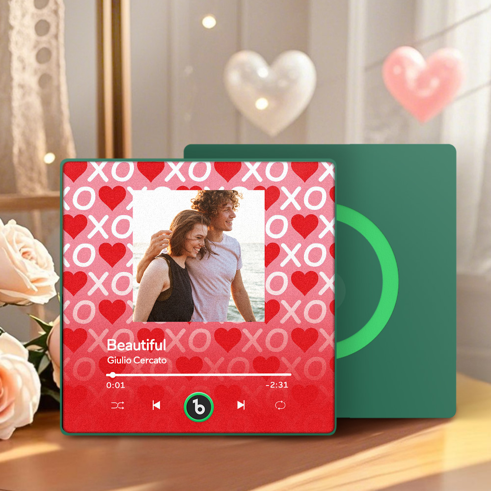 FridgeBeats Framed 4.0 Personalized Music Fridge Magnet XOXO with Red Hearts Valentines Gift Music Wall Photo Sticker Music Movement-Veria Gifts