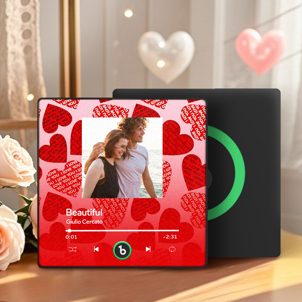 FridgeBeats Framed 4.0 Personalized Music Fridge Magnet with Red Heart Valentines Gift Music Wall Photo Sticker Music Movement-Veria Gifts