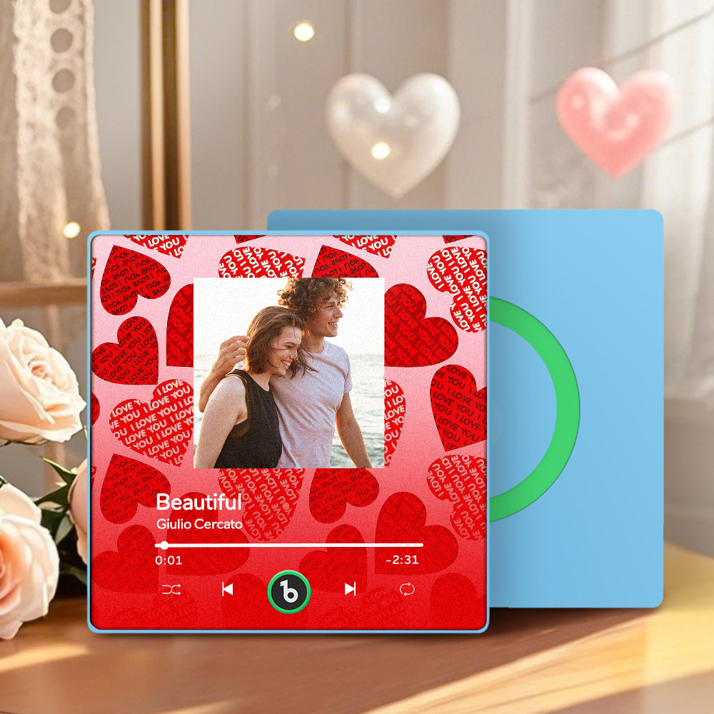 FridgeBeats Framed 4.0 Personalized Music Fridge Magnet with Red Heart Valentines Gift Music Wall Photo Sticker Music Movement-Veria Gifts