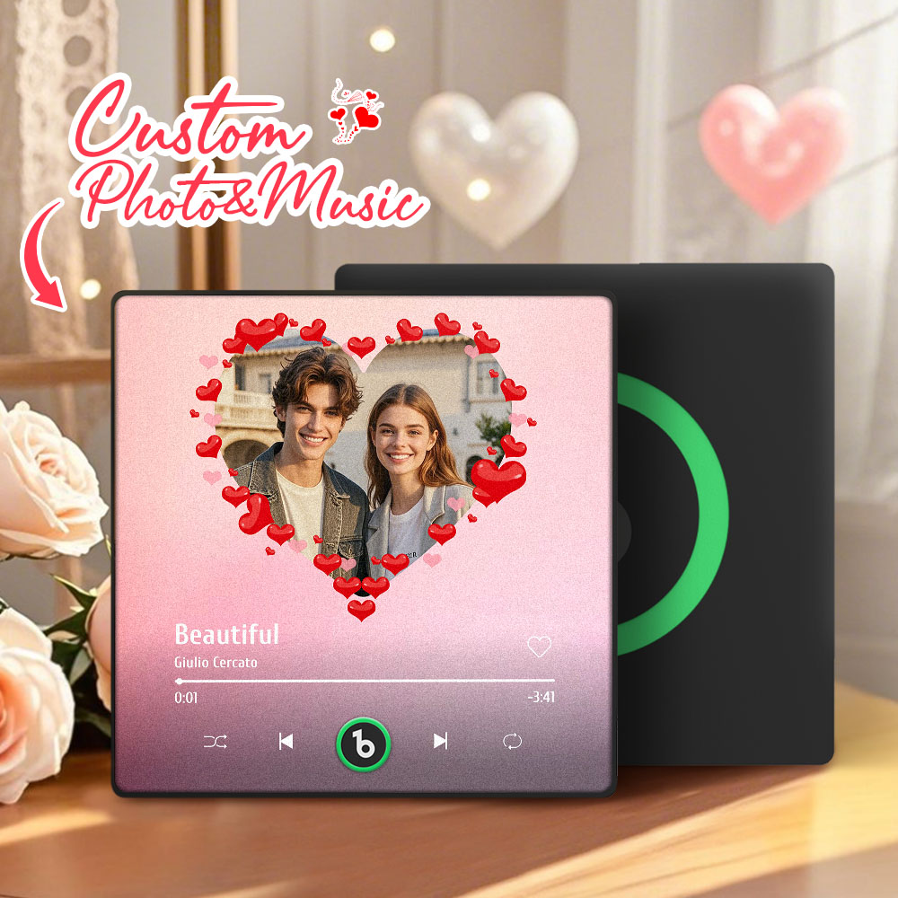FridgeBeats Framed 4.0 Personalized Heart Style Photo Music Fridge Magnet Valentines Gift Album Fridge Magnet Music Wall Photo Sticker-Veria Gifts