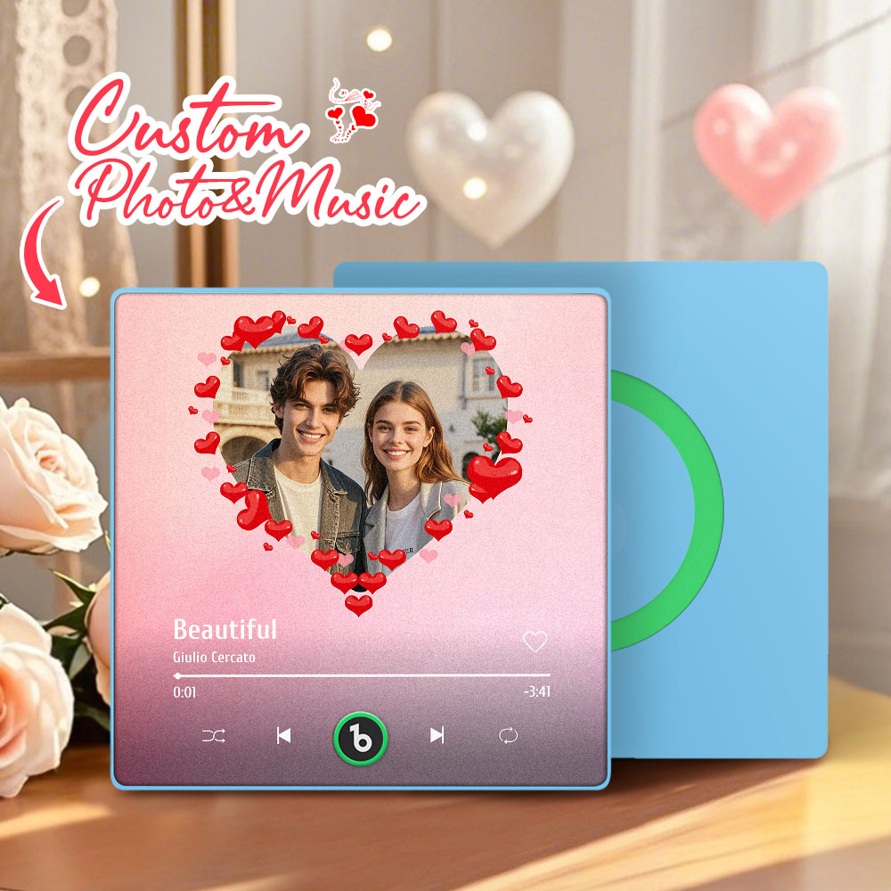 FridgeBeats Framed 4.0 Personalized Heart Style Photo Music Fridge Magnet Valentines Gift Album Fridge Magnet Music Wall Photo Sticker-Veria Gifts