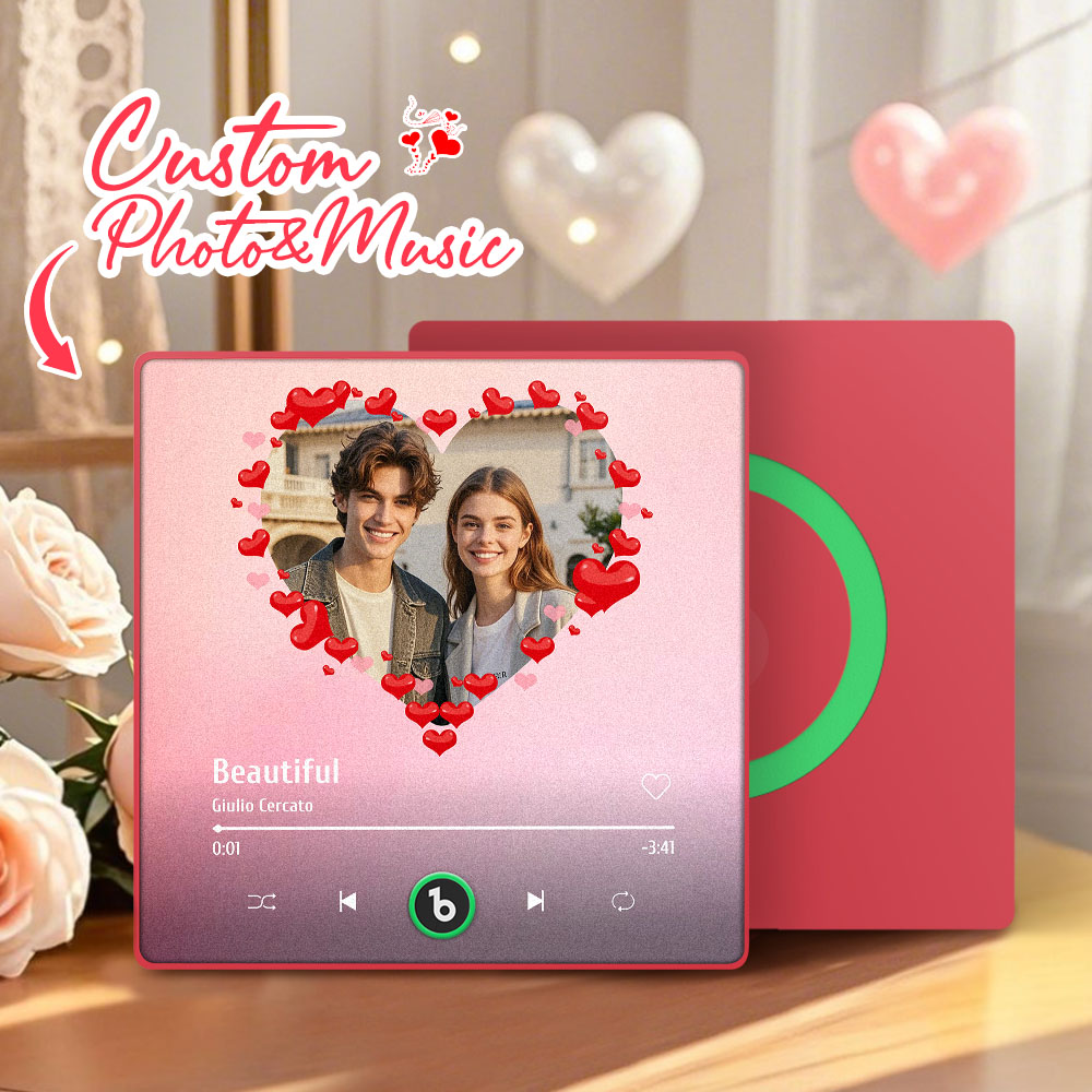 FridgeBeats Framed 4.0 Personalized Heart Style Photo Music Fridge Magnet Valentines Gift Album Fridge Magnet Music Wall Photo Sticker-Veria Gifts