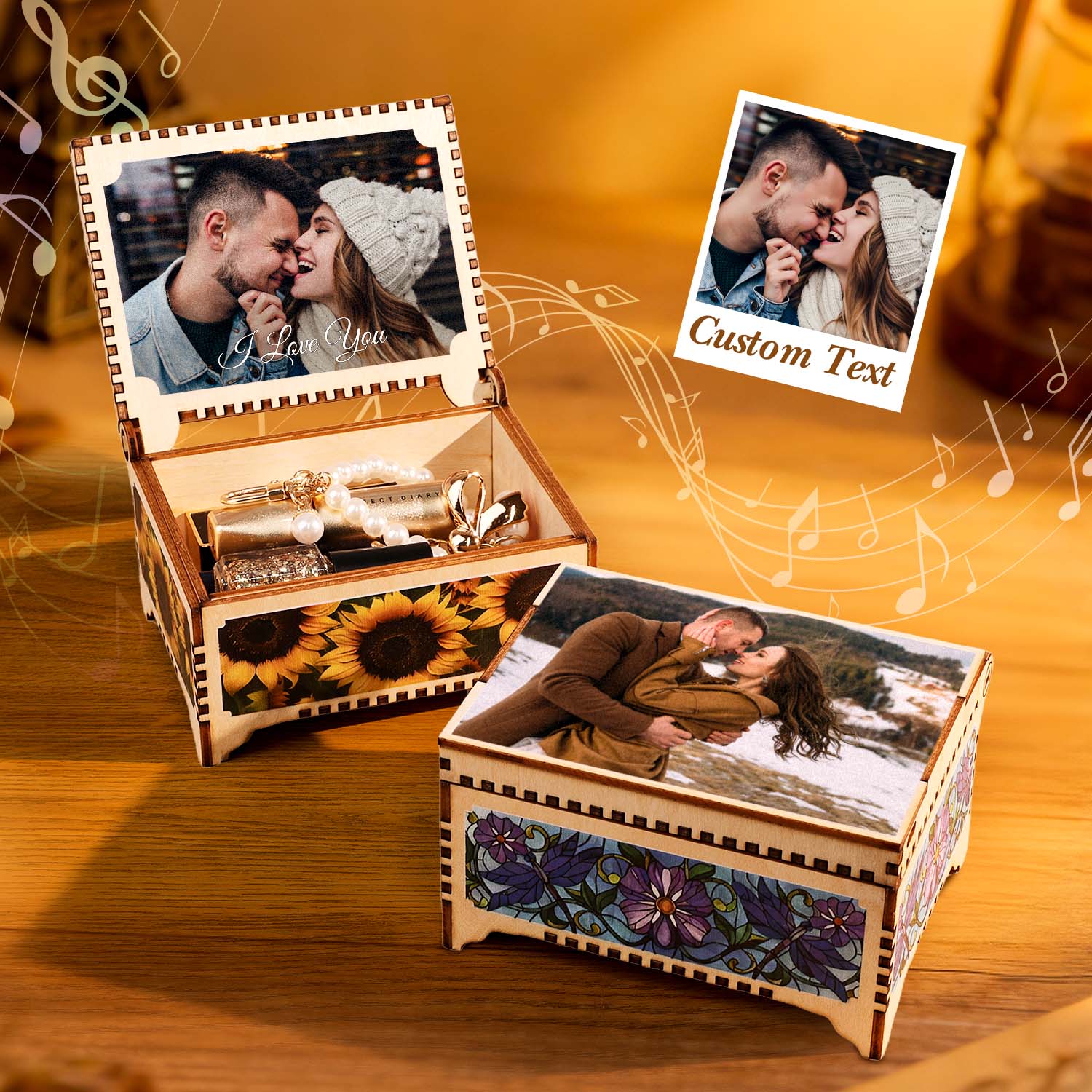 Custom Photo Digital Music Box Any song Tune or Voice Personalized Wooden Music Box with Text Anniversary Gift Valentines Gift-Veria Gifts