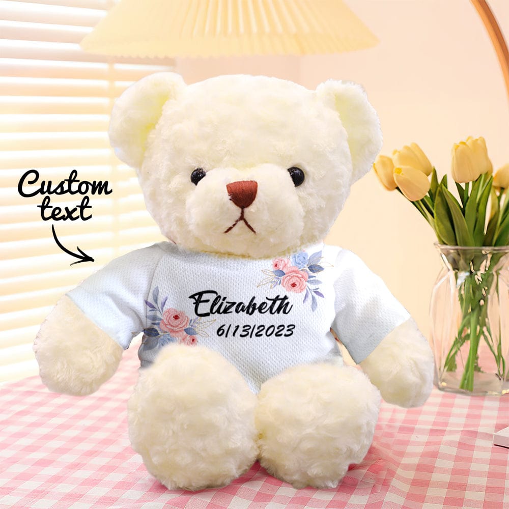 Custom Teddy Bear Doll Personalized Flowers Teddy Bear Plush Toys Birthday Gifts for Kids-Veria Gifts
