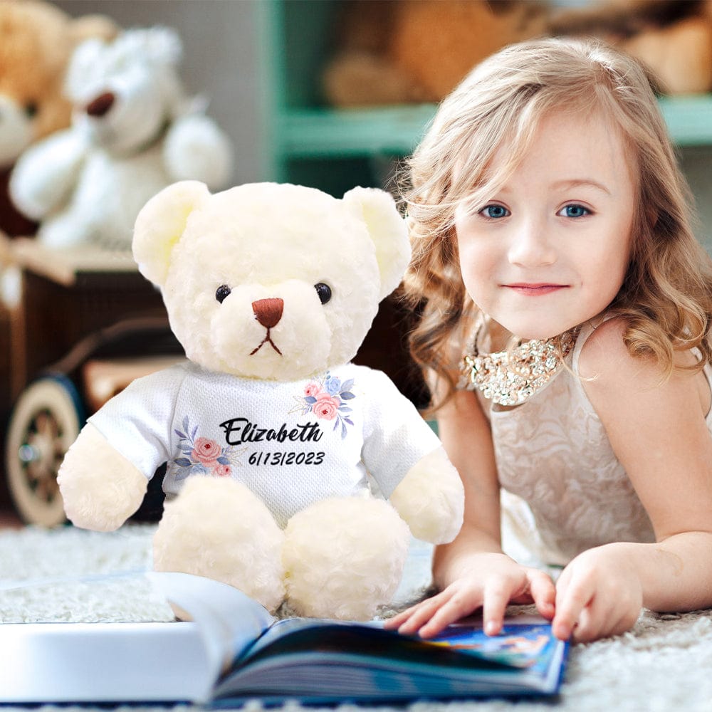 Custom Teddy Bear Doll Personalized Flowers Teddy Bear Plush Toys Birthday Gifts for Kids-Veria Gifts