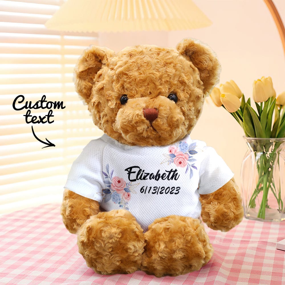 Custom Teddy Bear Doll Personalized Flowers Teddy Bear Plush Toys Birthday Gifts for Kids-Veria Gifts