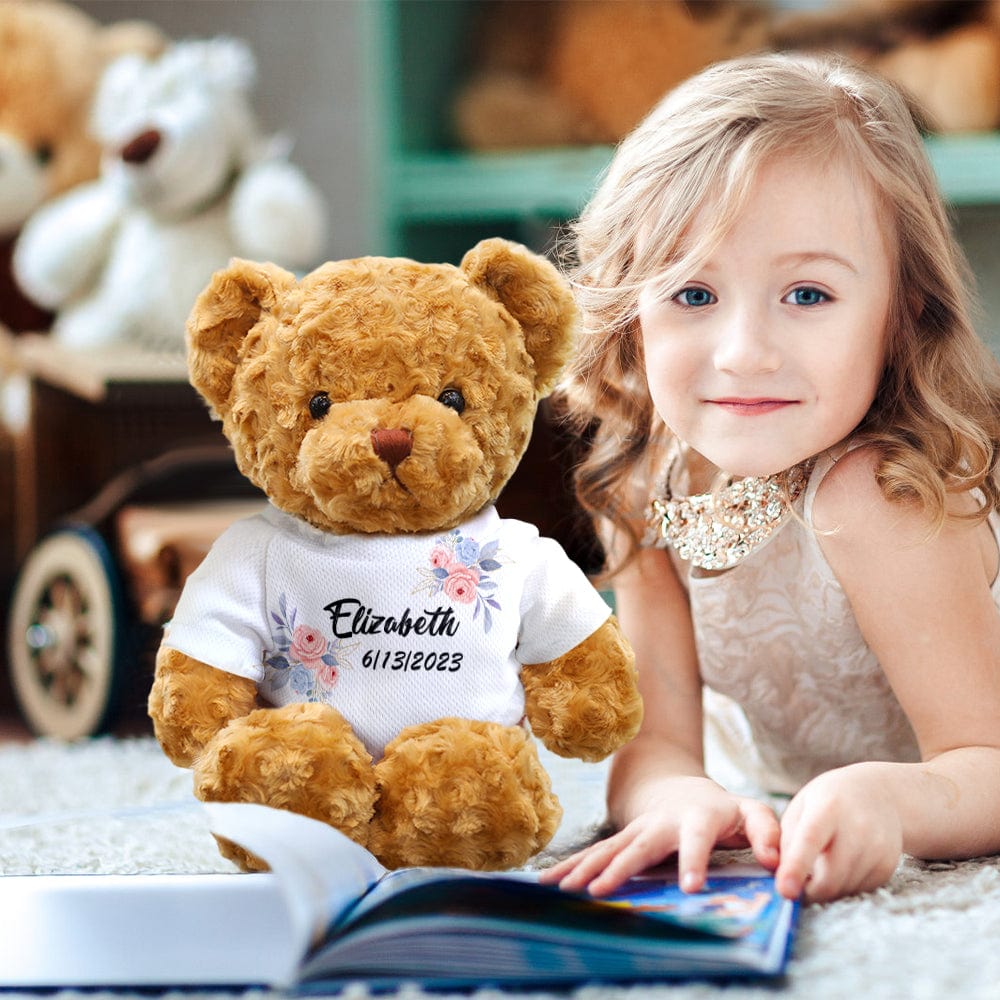 Custom Teddy Bear Doll Personalized Flowers Teddy Bear Plush Toys Birthday Gifts for Kids-Veria Gifts