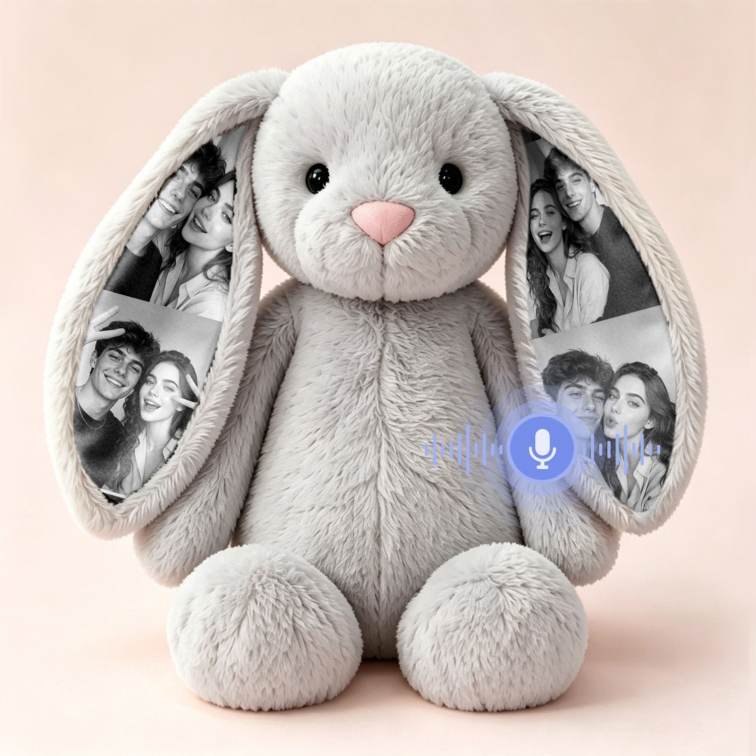 Personalized Voice Recording Bunny Plush with Hidden Photo Ears Anniversary Gift-Veria Gifts