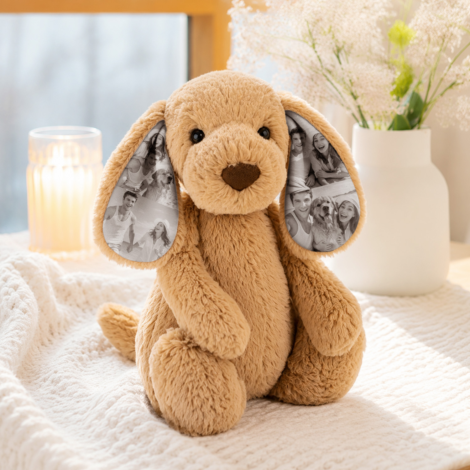 Personalized Photo Plush Dog with Memory Ears, Custom Puppy Stuffed Animal Keepsake Gift for Kids & Loved Ones-Veria Gifts