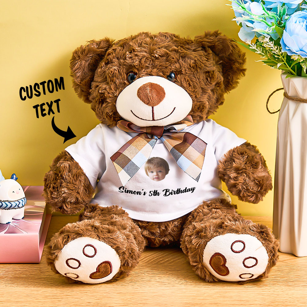 Personalized Bear Plush Stuffed Toy with Custom Text and Face Gift for Kids-Veria Gifts
