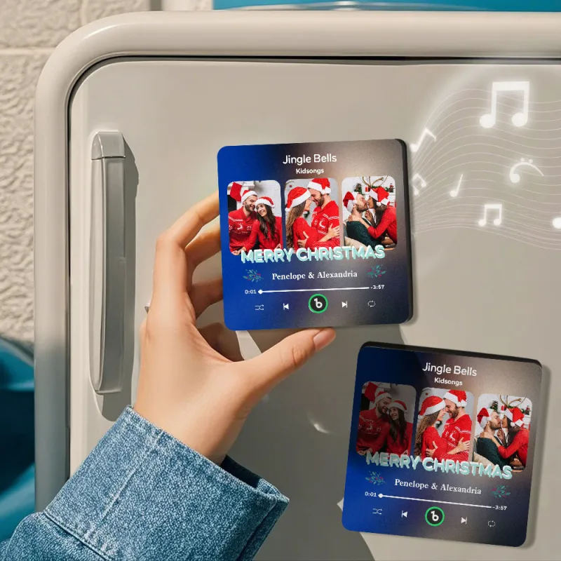 FridgeBeats Frameless 4.0 Custom 3 Photos Music Fridge Magnet FridgeBeats Pro Supports Bluetooth Connectivity Christmas Gifts-Veria Gifts