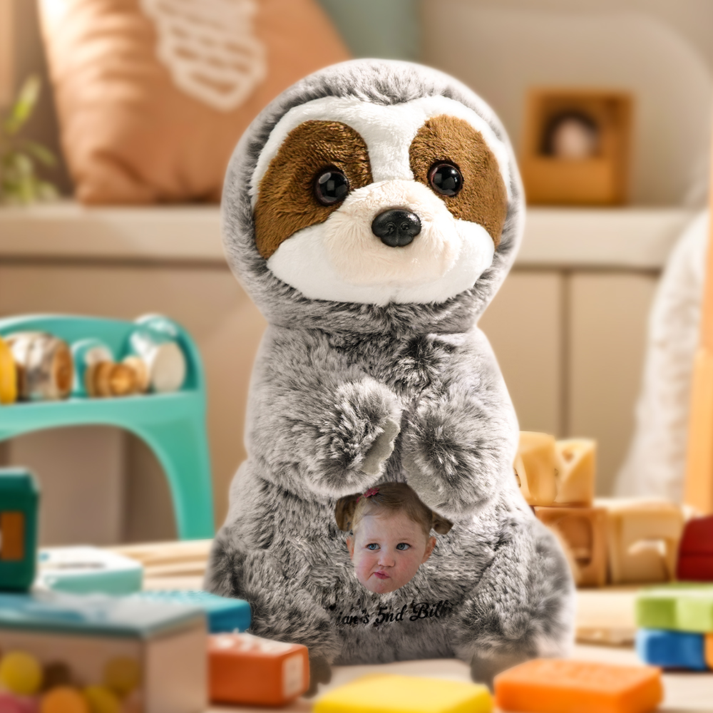 Personalized Sloth Plush Stuffed Toy with Custom Text and Face Gift for Kids-Veria Gifts