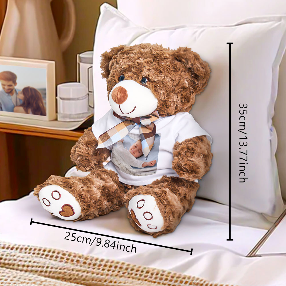 Personalized Bear Plush Stuffed Toy with Photo Gift for Kids-Veria Gifts