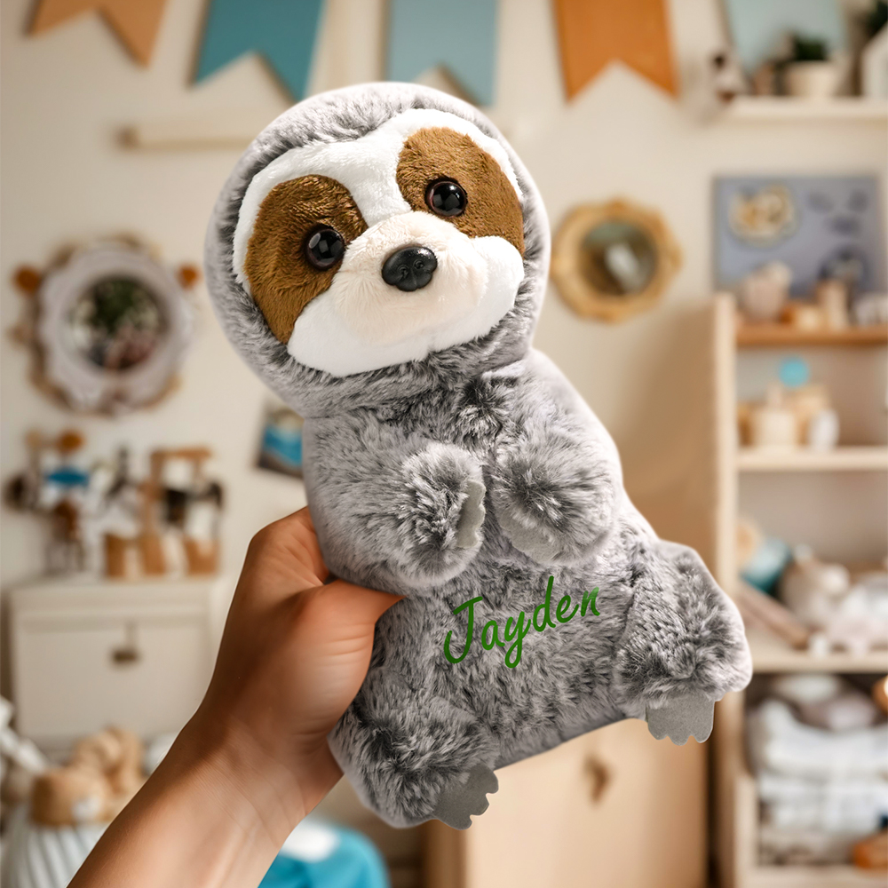 Personalized Sloth Plush Stuffed Toy with Custom Text Gift for Baby Shower-Veria Gifts