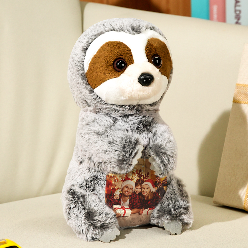 Personalized Sloth Plush Stuffed Toy with Photo Gift for Kids-Veria Gifts