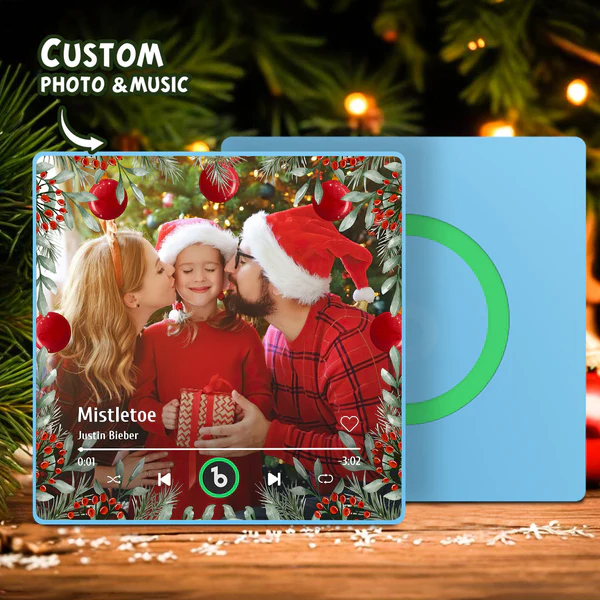 FridgeBeats Framed Personalized Family Photo Music Fridge Magnet Christmas Gifts for Family Custom Music Magnets Can Play Songs-Veria Gifts