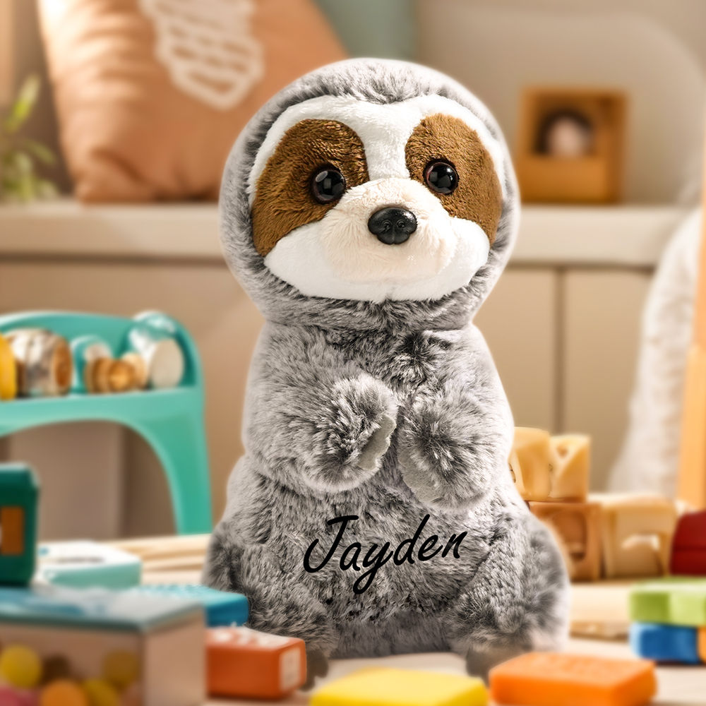 Personalized Sloth Plush Stuffed Toy with Custom Text Gift for Baby Shower-Veria Gifts