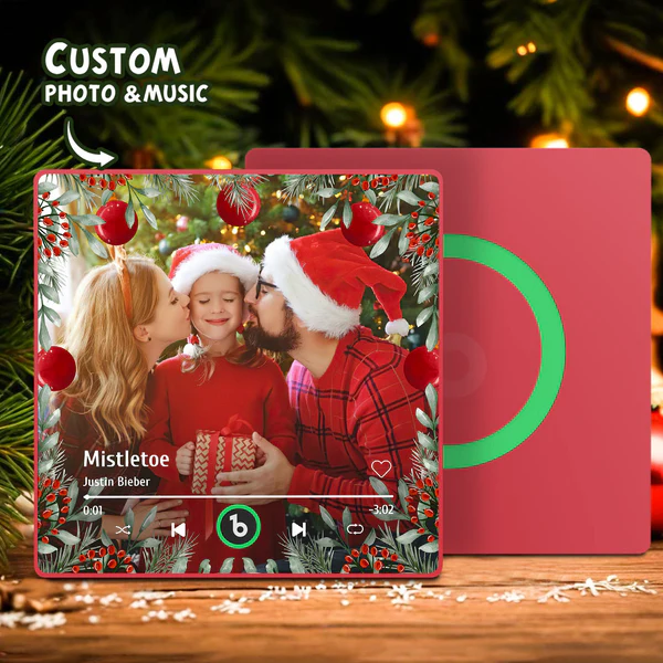 FridgeBeats Framed Personalized Family Photo Music Fridge Magnet Christmas Gifts for Family Custom Music Magnets Can Play Songs-Veria Gifts