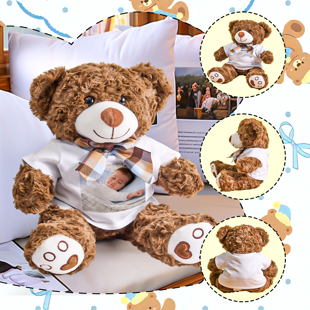 Personalized Bear Plush Stuffed Toy with Photo Gift for Kids-Veria Gifts