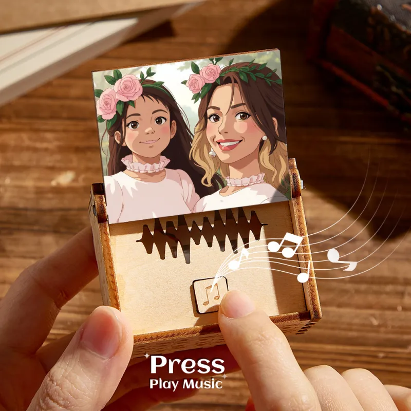 Custom Anime Style Music Box with Your Photo | Choose Your Own Song-Veria Gifts