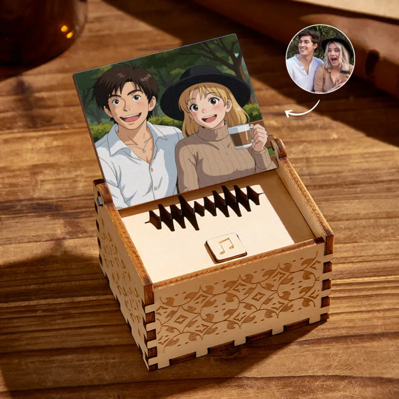 Custom Anime Style Music Box with Your Photo | Choose Your Own Song-Veria Gifts