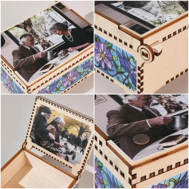 Custom Photo Digital Music Box Any song Tune or Voice Personalized Wooden Music Box with Text Anniversary Gift Valentines Gift-Veria Gifts