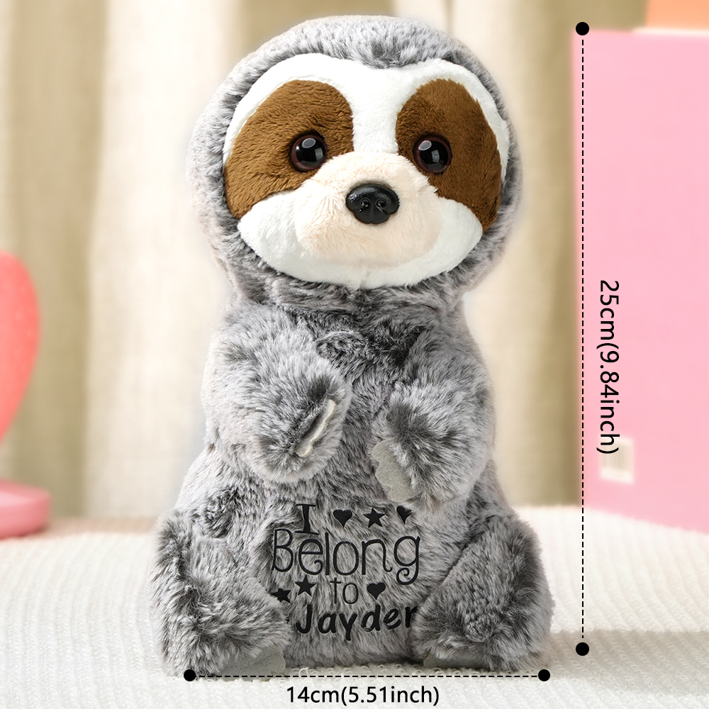 Personalized Name Sloth Plush Stuffed Toy Gift for Baby Shower-Veria Gifts