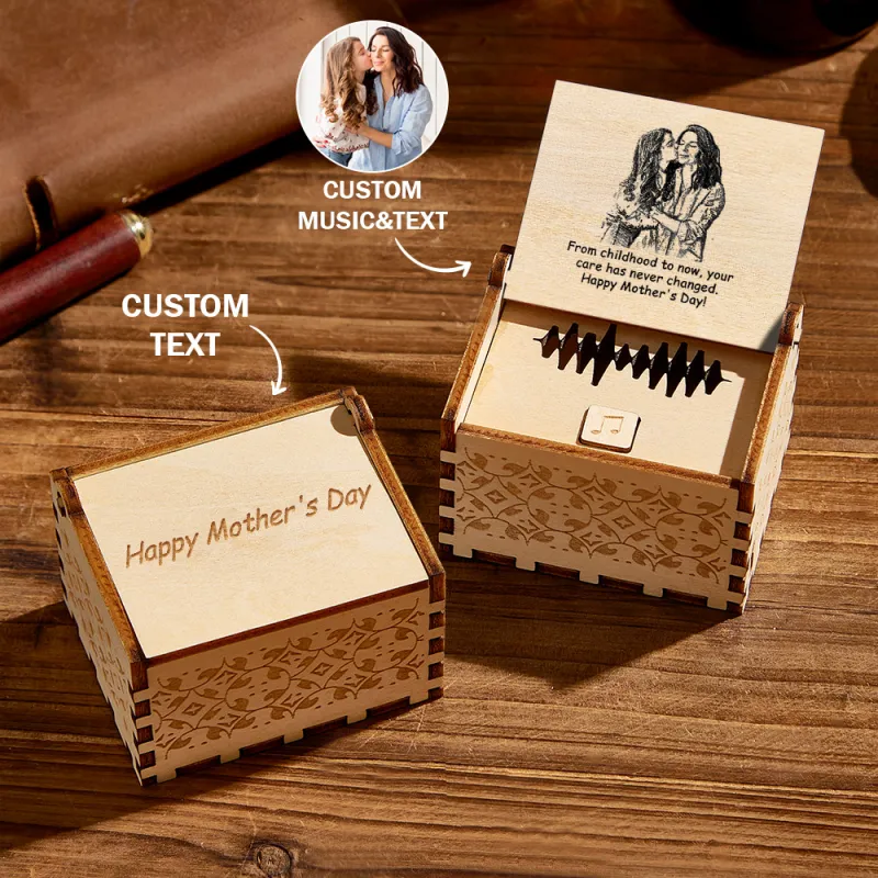 Custom Photo and Text Digital Music Box Any Song Tune or Voice Personalized Wooden Photo Music Box Mother‘s Day Gift-Veria Gifts