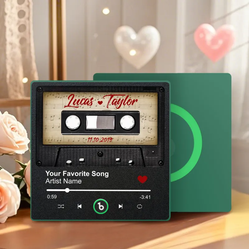 FridgeBeats Framed 4.0 Custom Retro Black Cassette Tape Personalized Names Music Fridge Magnet Anniversary Gift Valentines Gift for Couples-Veria Gifts