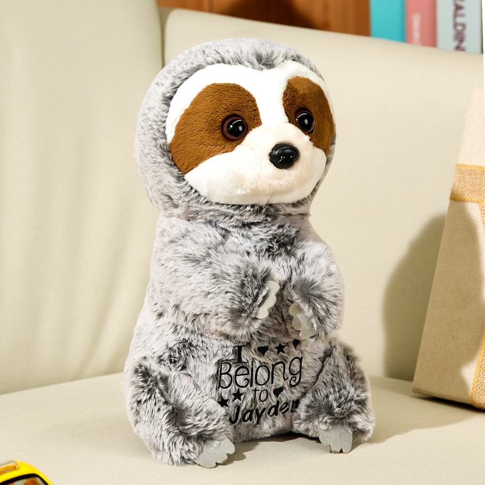 Personalized Name Sloth Plush Stuffed Toy Gift for Baby Shower-Veria Gifts