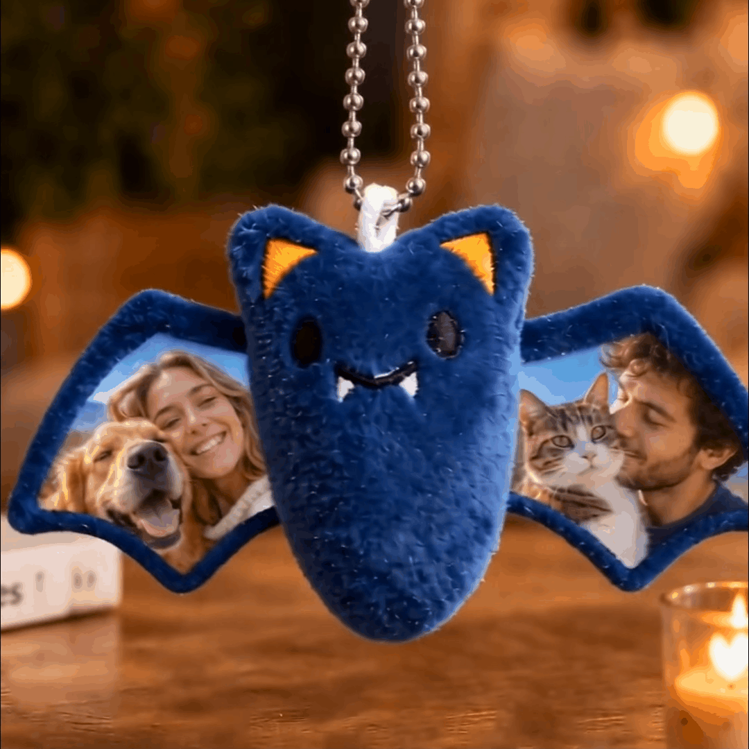 Personalized Photo Bat Plush Keychain Christmas Gift Custom Photo Bag Charm-Veria Gifts