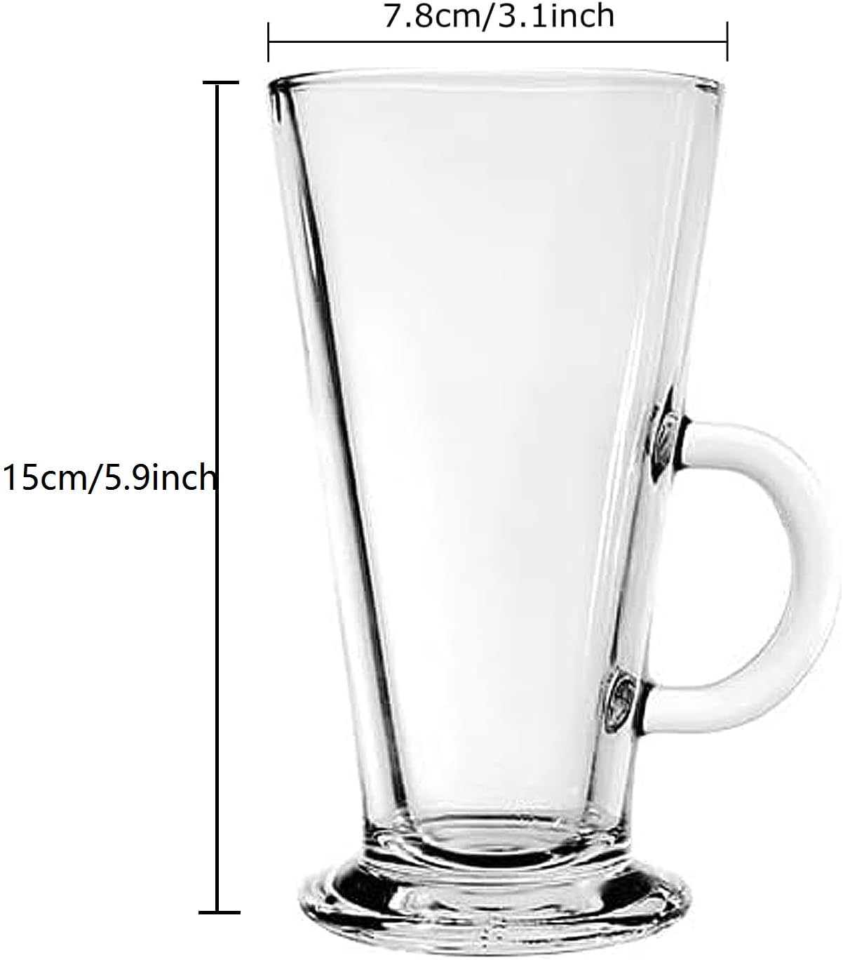 Latte Glasses Set of 6, Glass Cups 270ml Latte Glass Coffee Cups Mugs, Latte Mugs, Coffee Glasses with Handles, Glasses Drinking Set for Latte, Hot Chocolate, Cappuccino, Tea, Hot Drink-Four Lisle