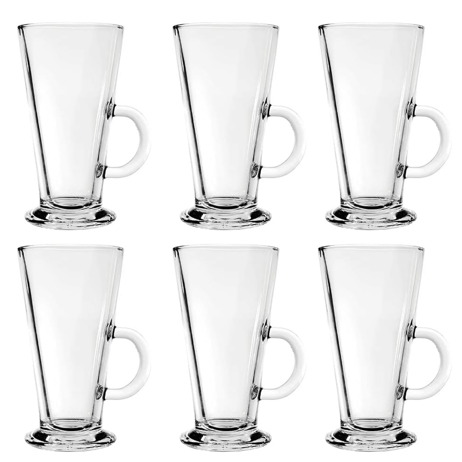 Latte Glasses Set of 6, Glass Cups 270ml Latte Glass Coffee Cups Mugs, Latte Mugs, Coffee Glasses with Handles, Glasses Drinking Set for Latte, Hot Chocolate, Cappuccino, Tea, Hot Drink-Four Lisle