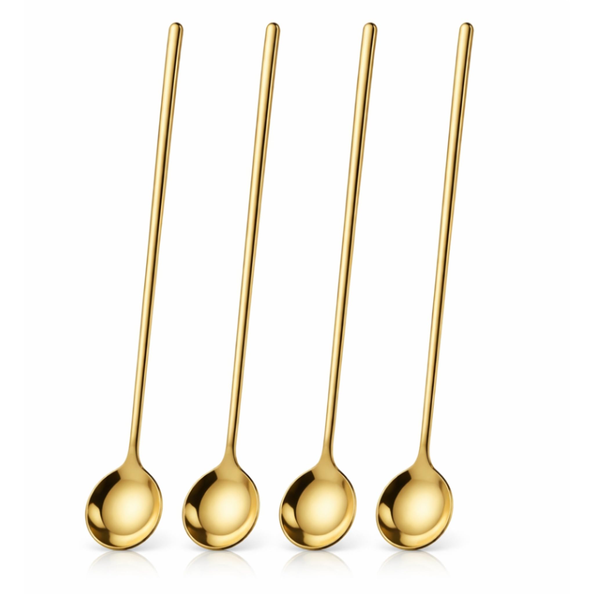 Long Handle Latte Spoons Set of 4 Gold 9.4" Iced Tea Coffee Stirring Spoons-Four Lisle
