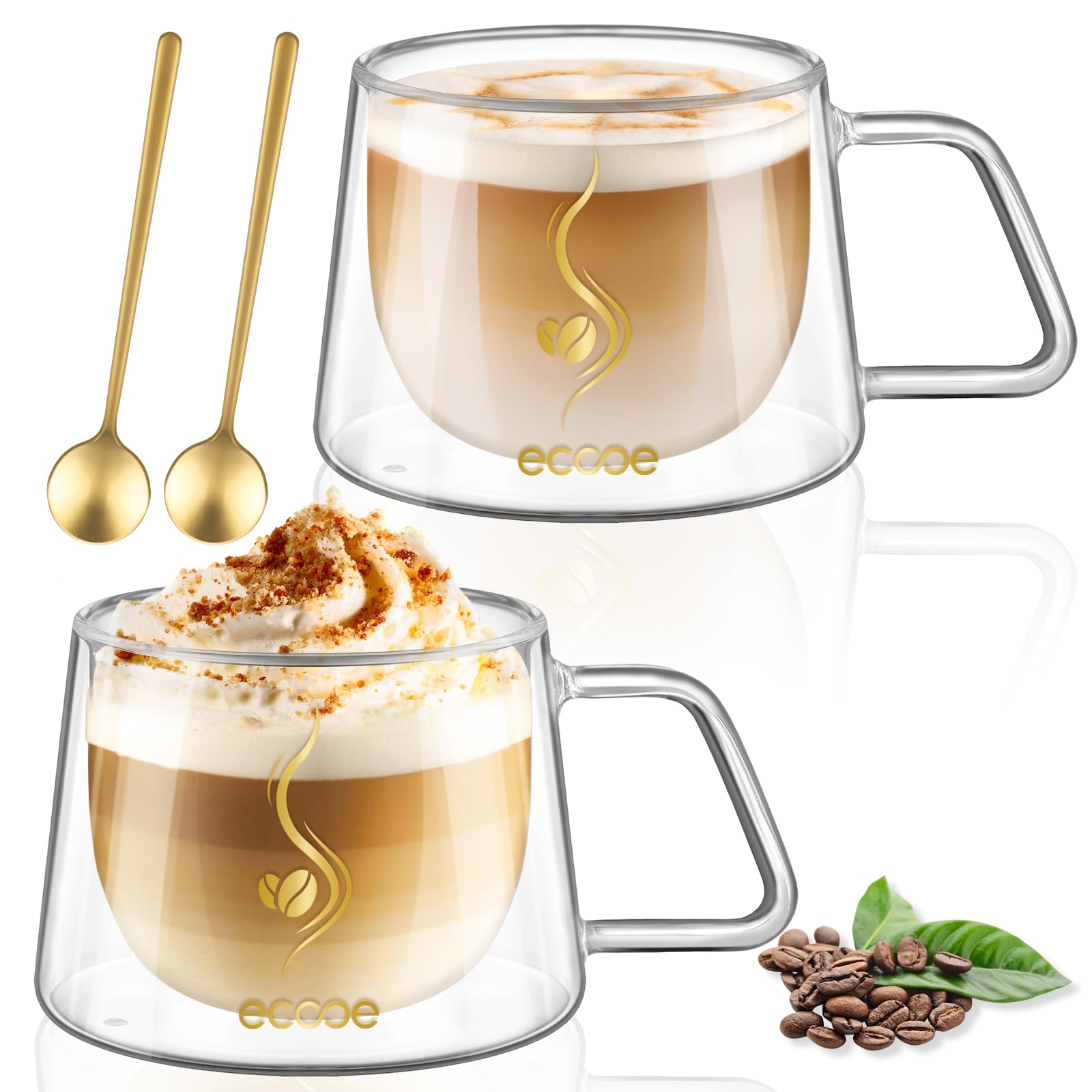 350ml Double Walled Coffee Glasses Mugs Cappuccino Latte Cup Set of 2-Four Lisle
