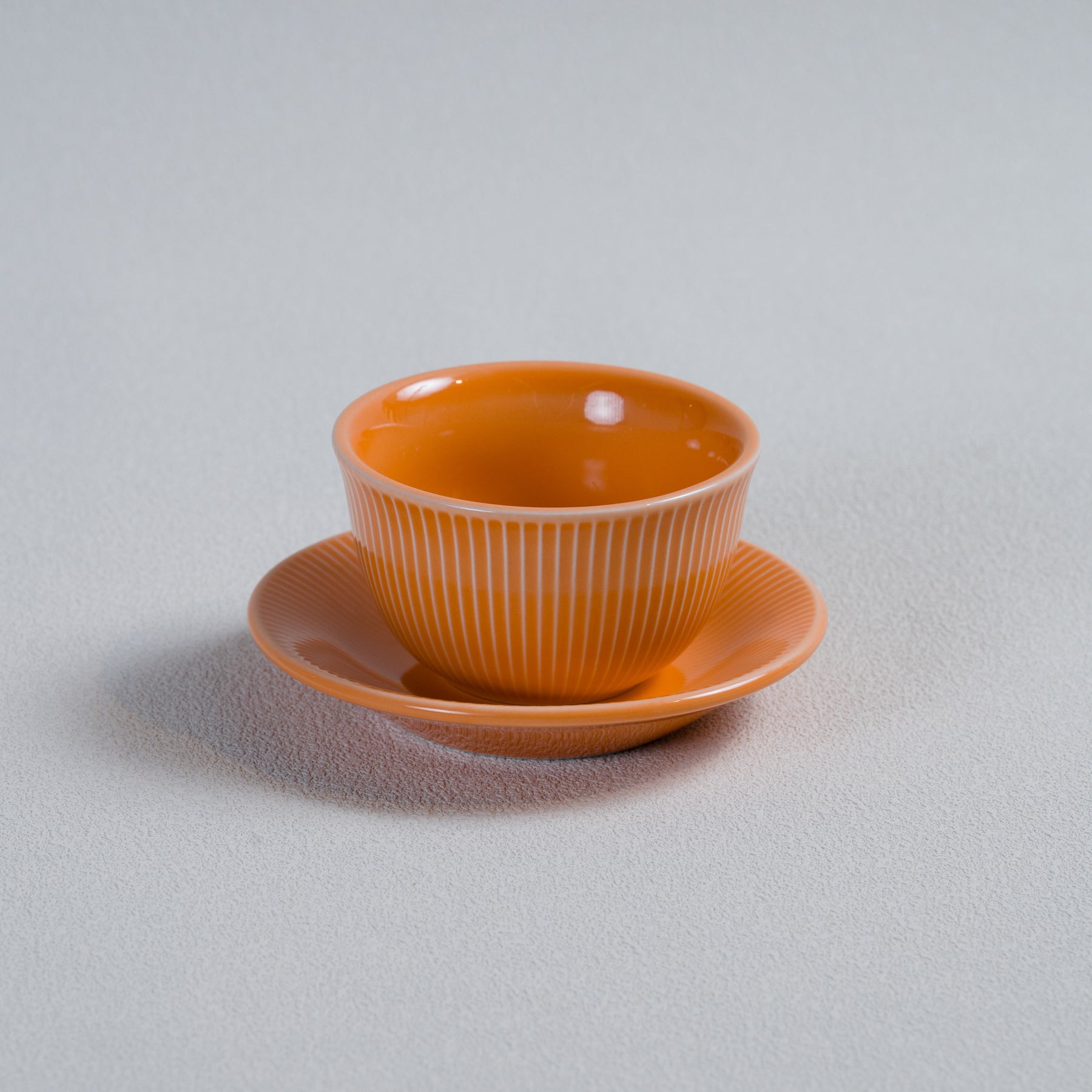 Four Lisle 200ml Boram Um Tasting Cup and 13cm Embossed Plate - Detail & Angle View 2