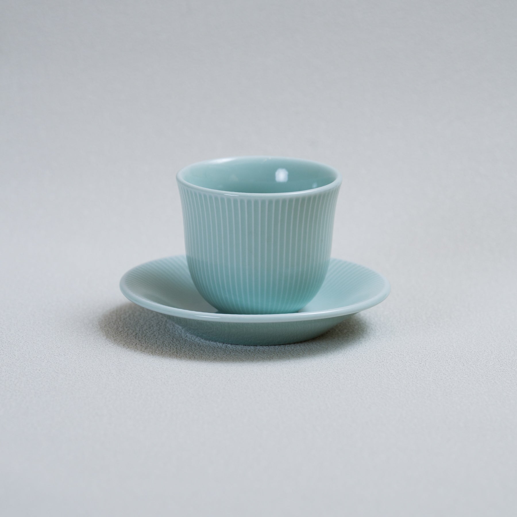 Four Lisle 150ml Embossed Tasting Cup and 13cm Embossed Plate - Detail & Angle View 2