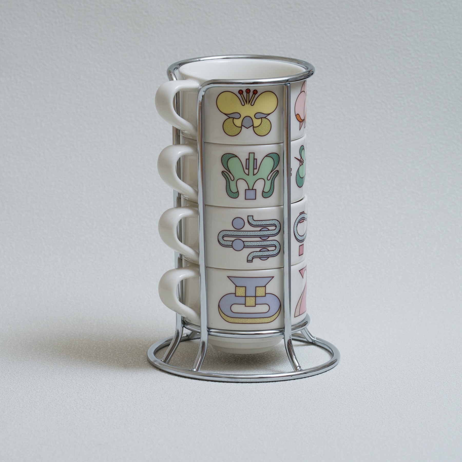 Four Lisle Botanical Story 165ml Flat White Cup Set - Detail & Angle View 3
