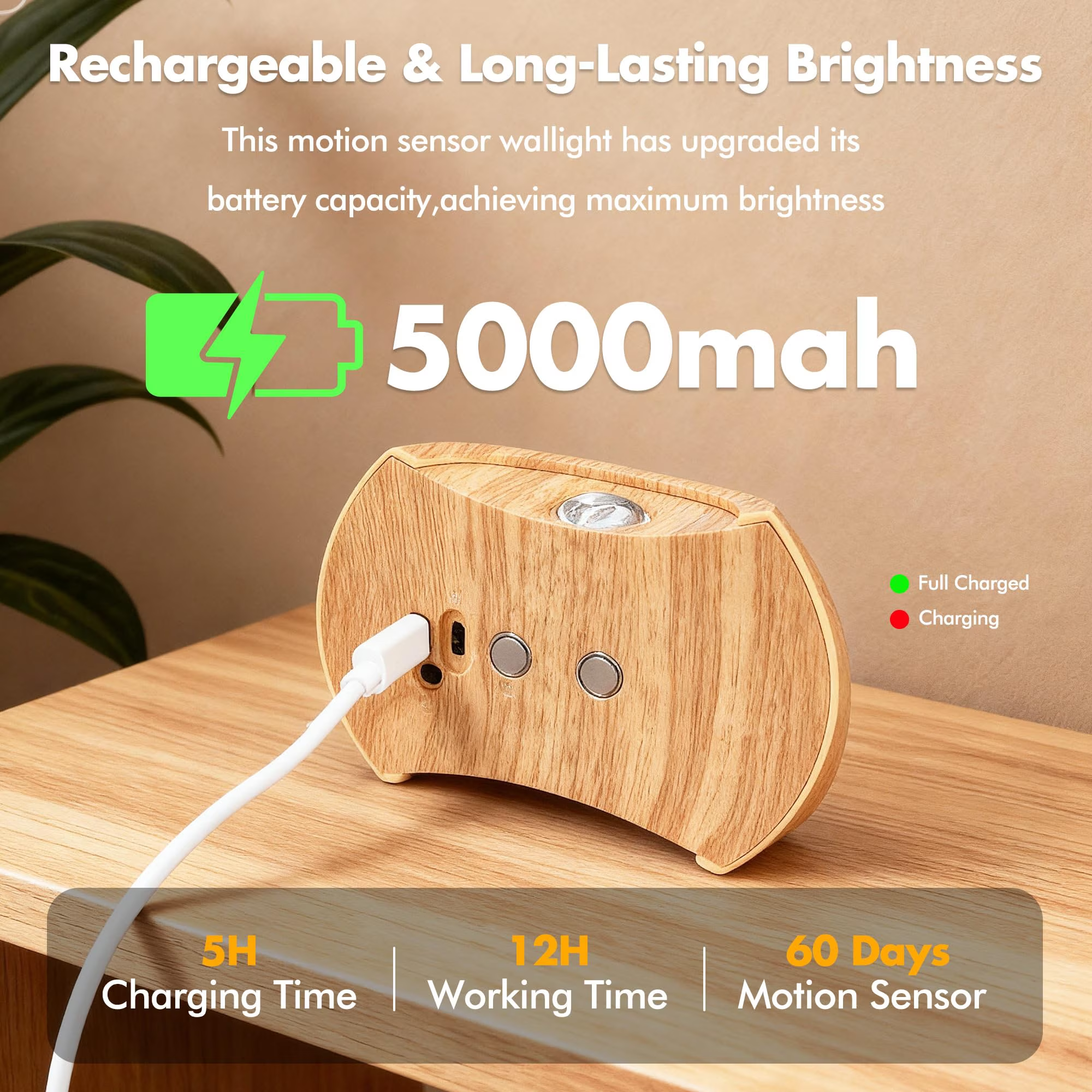 Rechargeable Motion Sensor Wall Sconce, 2 Pack Wireless LED Light with Magnetic Mount, up and Down Lighting for Bedroom, Hallway and Stair