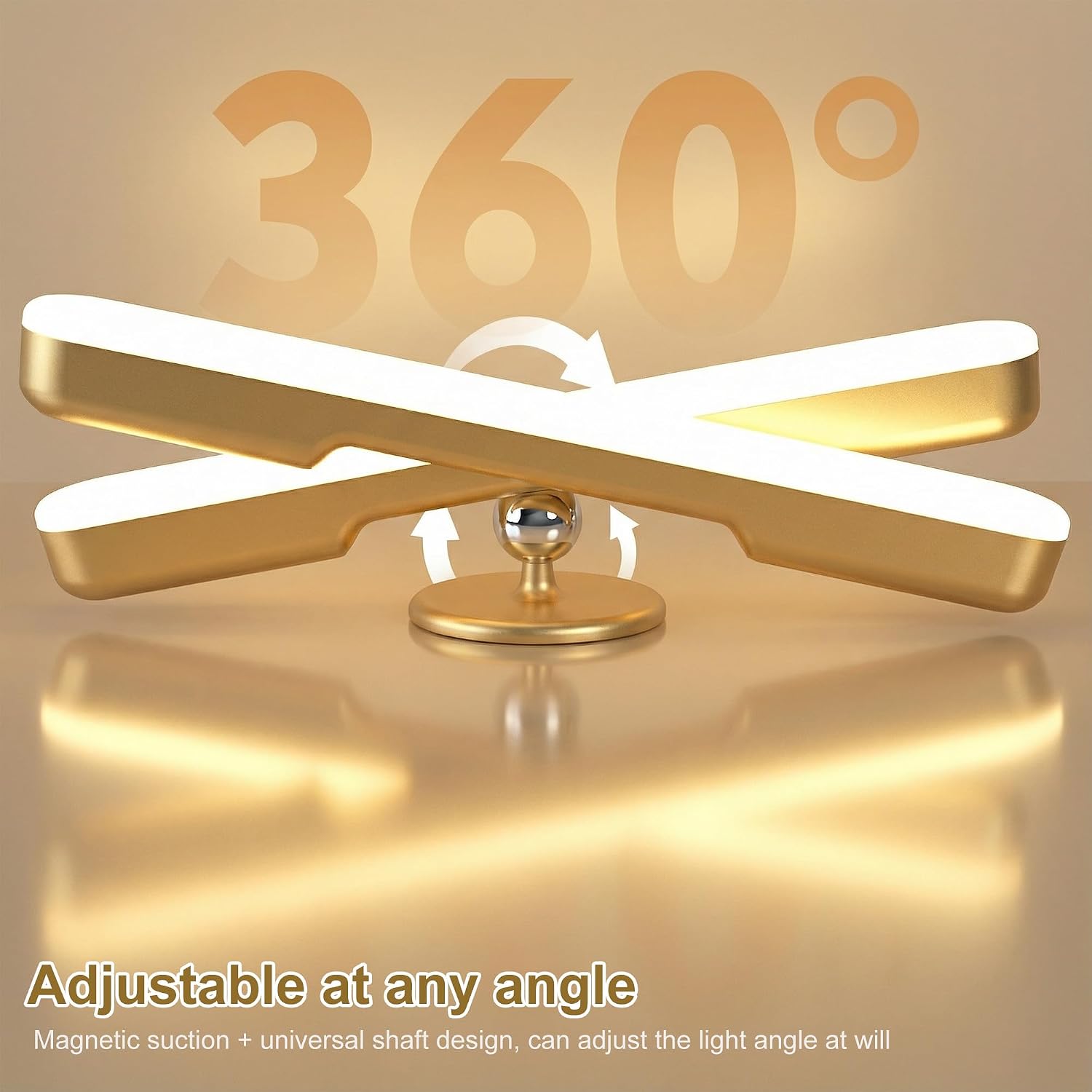 Benreom 2 Pack Wireless Vanity Lights for Mirror, Magnetic LED Bars, Gold